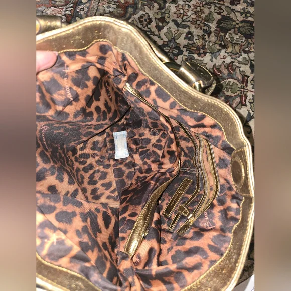 B. Makowsky Gold and Snakeskin Shoulder Bag